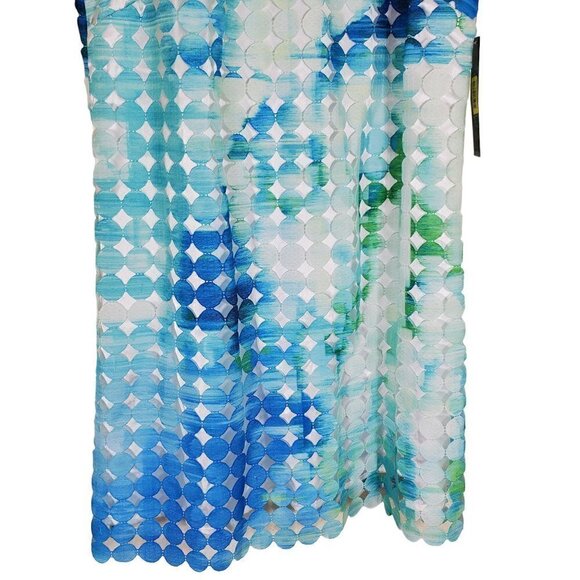 Tahari‎ Royal Aqua Sleeveless Mosaic Shift Dress Womens Petites 10P Textured NWT - Picture 8 of 10
